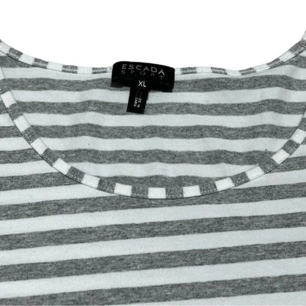 Escada Sport Striped Short Sleeves Crew Neck Top Size L‎